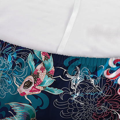 Japanese Koi And Chrysanthemums Print Sofa Cover