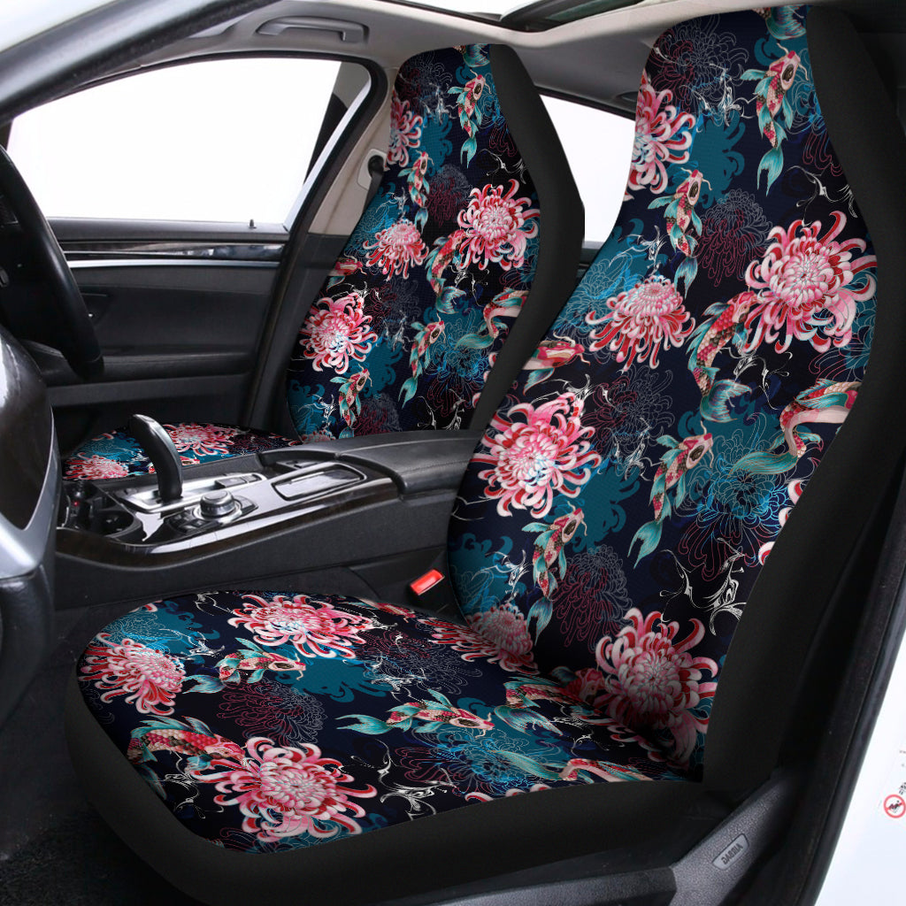 Japanese Koi And Chrysanthemums Print Universal Fit Car Seat Covers