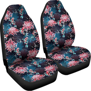 Japanese Koi And Chrysanthemums Print Universal Fit Car Seat Covers