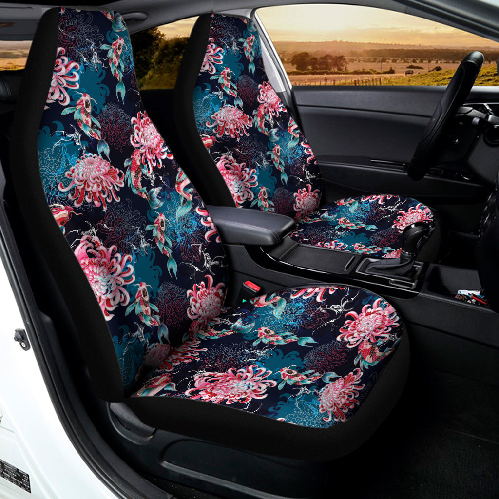 Japanese Koi And Chrysanthemums Print Universal Fit Car Seat Covers