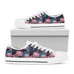 Japanese Koi And Chrysanthemums Print White Low Top Shoes