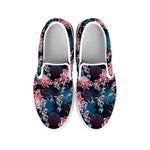 Japanese Koi And Chrysanthemums Print White Slip On Shoes