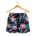 Japanese Koi And Chrysanthemums Print Women's Shorts