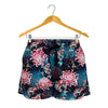 Japanese Koi And Chrysanthemums Print Women's Shorts