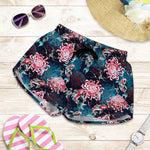 Japanese Koi And Chrysanthemums Print Women's Shorts