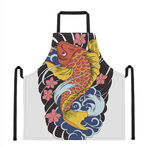 Japanese Koi And Flower Tattoo Print Apron