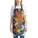 Japanese Koi And Flower Tattoo Print Apron