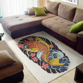 Japanese Koi And Flower Tattoo Print Floor Mat