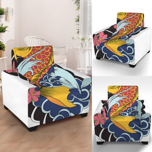 Japanese Koi And Flower Tattoo Print Armchair Slipcover