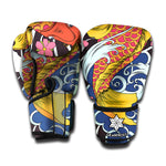 Japanese Koi And Flower Tattoo Print Boxing Gloves