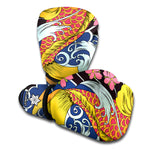 Japanese Koi And Flower Tattoo Print Boxing Gloves