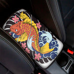 Japanese Koi And Flower Tattoo Print Car Center Console Cover