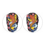 Japanese Koi And Flower Tattoo Print Car Coasters