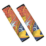 Japanese Koi And Flower Tattoo Print Car Seat Belt Covers