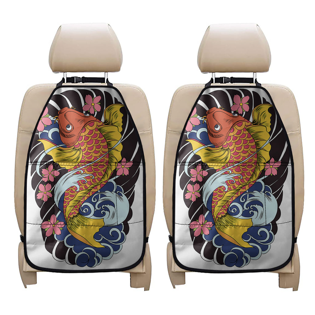 Japanese Koi And Flower Tattoo Print Car Seat Organizers