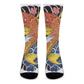 Japanese Koi And Flower Tattoo Print Crew Socks