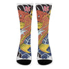 Japanese Koi And Flower Tattoo Print Crew Socks