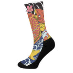 Japanese Koi And Flower Tattoo Print Crew Socks