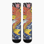 Japanese Koi And Flower Tattoo Print Crew Socks