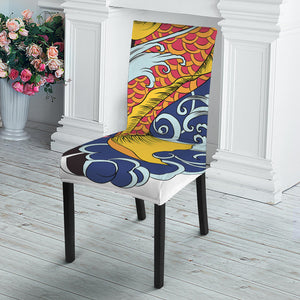 Japanese Koi And Flower Tattoo Print Dining Chair Slipcover