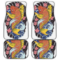 Japanese Koi And Flower Tattoo Print Front and Back Car Floor Mats