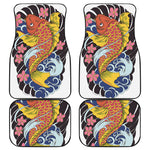Japanese Koi And Flower Tattoo Print Front and Back Car Floor Mats