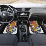 Japanese Koi And Flower Tattoo Print Front and Back Car Floor Mats