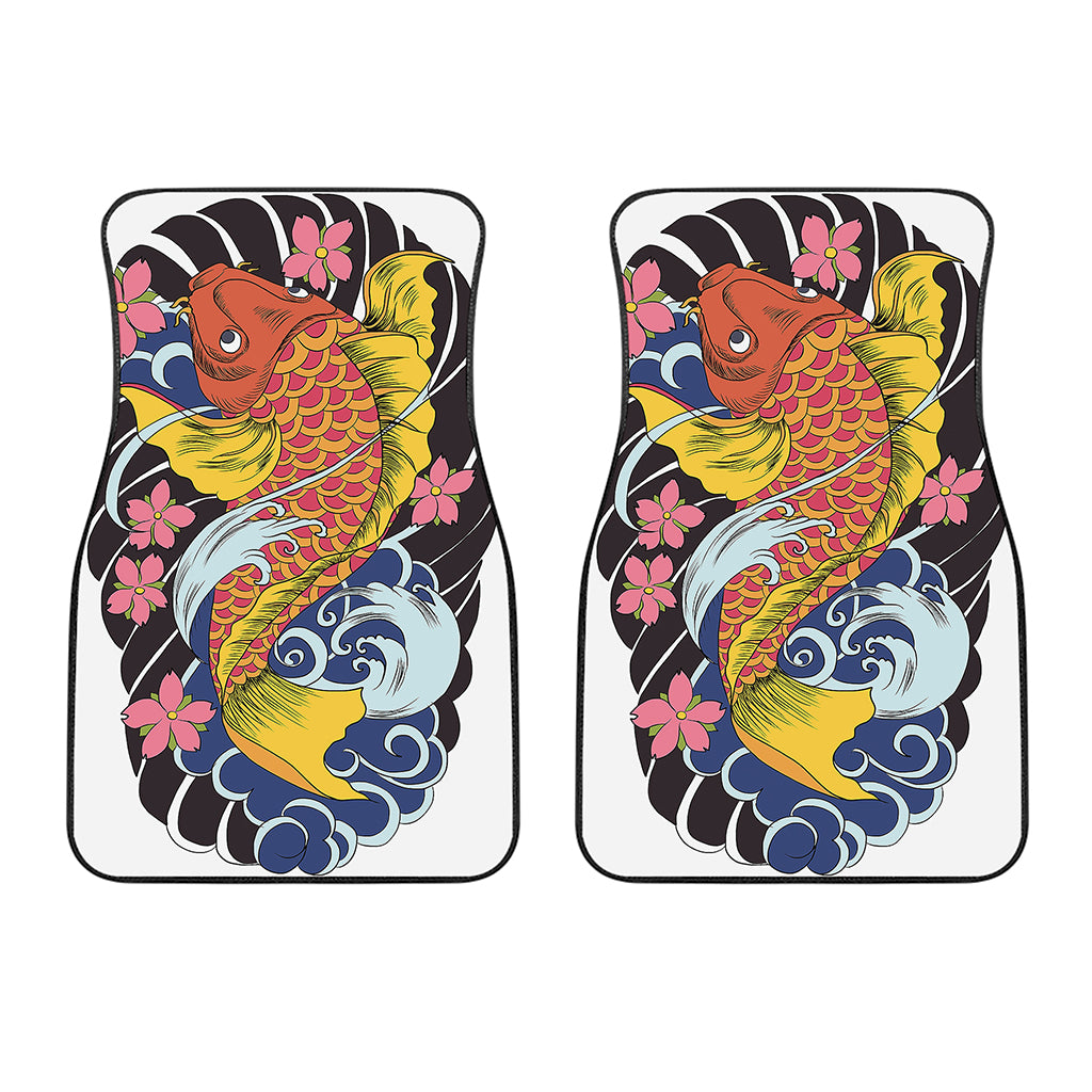 Japanese Koi And Flower Tattoo Print Front Car Floor Mats