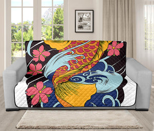 Japanese Koi And Flower Tattoo Print Futon Protector