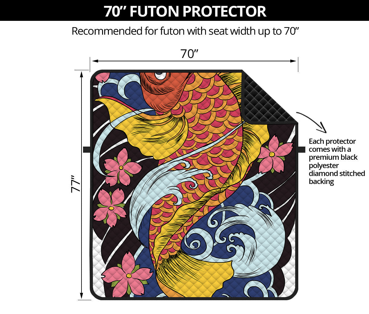 Japanese Koi And Flower Tattoo Print Futon Protector