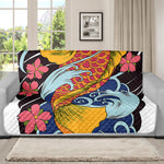 Japanese Koi And Flower Tattoo Print Futon Protector