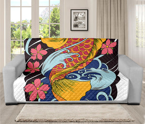 Japanese Koi And Flower Tattoo Print Futon Protector