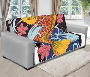 Japanese Koi And Flower Tattoo Print Futon Protector