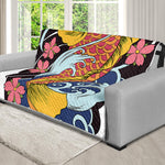 Japanese Koi And Flower Tattoo Print Futon Protector