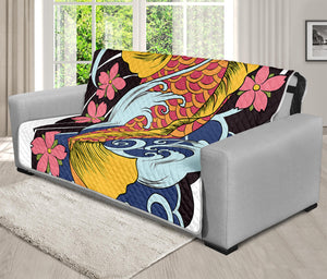 Japanese Koi And Flower Tattoo Print Futon Protector