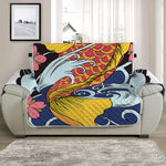 Japanese Koi And Flower Tattoo Print Half Sofa Protector