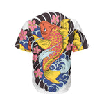 Japanese Koi And Flower Tattoo Print Men's Baseball Jersey