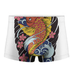 Japanese Koi And Flower Tattoo Print Men's Boxer Briefs