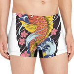 Japanese Koi And Flower Tattoo Print Men's Boxer Briefs
