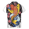 Japanese Koi And Flower Tattoo Print Men's Short Sleeve Shirt