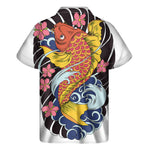 Japanese Koi And Flower Tattoo Print Men's Short Sleeve Shirt