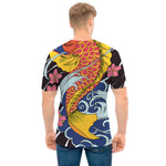 Japanese Koi And Flower Tattoo Print Men's T-Shirt