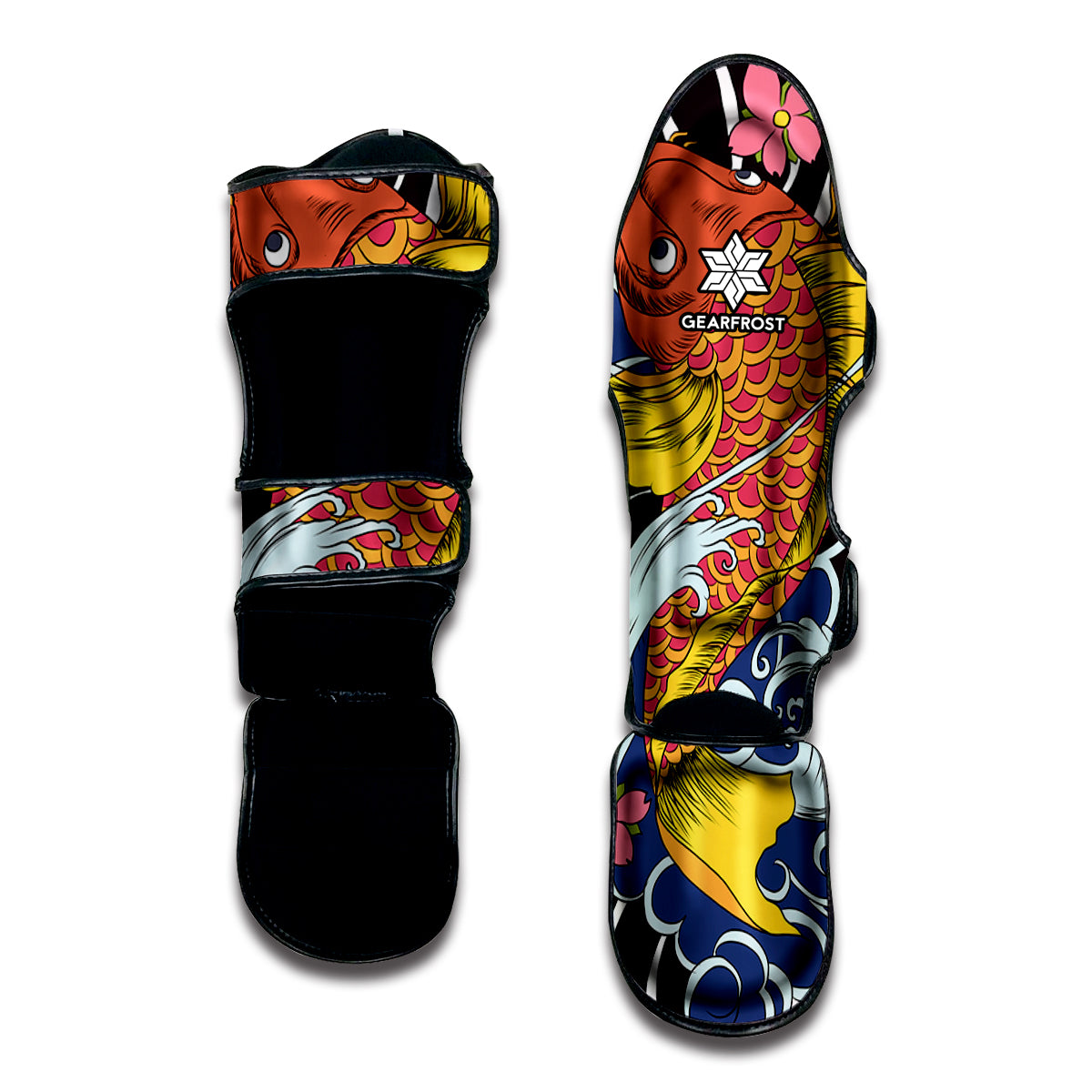 Japanese Koi And Flower Tattoo Print Muay Thai Shin Guard