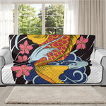 Japanese Koi And Flower Tattoo Print Oversized Sofa Protector