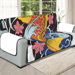 Japanese Koi And Flower Tattoo Print Oversized Sofa Protector