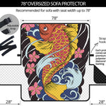 Japanese Koi And Flower Tattoo Print Oversized Sofa Protector