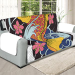 Japanese Koi And Flower Tattoo Print Oversized Sofa Protector