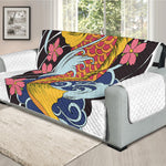 Japanese Koi And Flower Tattoo Print Oversized Sofa Protector