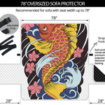 Japanese Koi And Flower Tattoo Print Oversized Sofa Protector