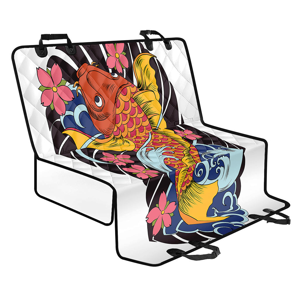 Japanese Koi And Flower Tattoo Print Pet Car Back Seat Cover